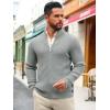 Runcati Mens Full Zip Cardigan Sweater Casual Mock Neck Ribbed Knitted Winter Chunky Sweaters(Gray)