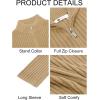 Runcati Mens Full Zip Cardigan Sweater Casual Mock Neck Ribbed Knitted Winter Chunky Sweaters(Khaki)