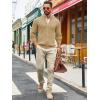 Runcati Mens Full Zip Cardigan Sweater Casual Mock Neck Ribbed Knitted Winter Chunky Sweaters(Khaki)