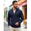Runcati Mens Full Zip Cardigan Sweater Casual Mock Neck Ribbed Knitted Winter Chunky Sweaters(Navy)