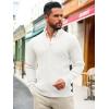 Runcati Mens Full Zip Cardigan Sweater Casual Mock Neck Ribbed Knitted Winter Chunky Sweaters(White)