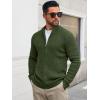 Runcati Mens Full Zip Cardigan Sweater Casual Waffle Stand Collar Knitted Winter Chunky Sweaters(Army Green)