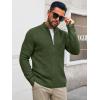 Runcati Mens Full Zip Cardigan Sweater Casual Waffle Stand Collar Knitted Winter Chunky Sweaters(Army Green)