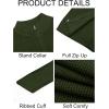 Runcati Mens Full Zip Cardigan Sweater Casual Waffle Stand Collar Knitted Winter Chunky Sweaters(Army Green)