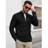 Runcati Mens Full Zip Cardigan Sweater Casual Waffle Stand Collar Knitted Winter Chunky Sweaters(Black)