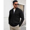 Runcati Mens Full Zip Cardigan Sweater Casual Waffle Stand Collar Knitted Winter Chunky Sweaters(Black)