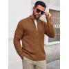 Runcati Mens Full Zip Cardigan Sweater Casual Waffle Stand Collar Knitted Winter Chunky Sweaters(Brown)