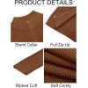Runcati Mens Full Zip Cardigan Sweater Casual Waffle Stand Collar Knitted Winter Chunky Sweaters(Brown)