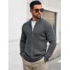 Runcati Mens Full Zip Cardigan Sweater Casual Waffle Stand Collar Knitted Winter Chunky Sweaters(Dark Gray)