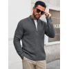 Runcati Mens Full Zip Cardigan Sweater Casual Waffle Stand Collar Knitted Winter Chunky Sweaters(Dark Gray)