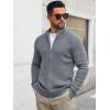 Runcati Mens Full Zip Cardigan Sweater Casual Waffle Stand Collar Knitted Winter Chunky Sweaters(Gray)