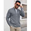 Runcati Mens Full Zip Cardigan Sweater Casual Waffle Stand Collar Knitted Winter Chunky Sweaters(Gray)