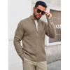 Runcati Mens Full Zip Cardigan Sweater Casual Waffle Stand Collar Knitted Winter Chunky Sweaters(Khaki)