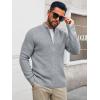 Runcati Mens Full Zip Cardigan Sweater Casual Waffle Stand Collar Knitted Winter Chunky Sweaters(Light Gray)