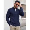 Runcati Mens Full Zip Cardigan Sweater Casual Waffle Stand Collar Knitted Winter Chunky Sweaters(Navy)