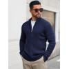 Runcati Mens Full Zip Cardigan Sweater Casual Waffle Stand Collar Knitted Winter Chunky Sweaters(Navy)