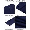 Runcati Mens Full Zip Cardigan Sweater Casual Waffle Stand Collar Knitted Winter Chunky Sweaters(Navy)