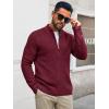 Runcati Mens Full Zip Cardigan Sweater Casual Waffle Stand Collar Knitted Winter Chunky Sweaters(Wine Red)