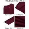 Runcati Mens Full Zip Cardigan Sweater Casual Waffle Stand Collar Knitted Winter Chunky Sweaters(Wine Red)