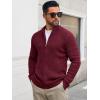 Runcati Mens Full Zip Cardigan Sweater Casual Waffle Stand Collar Knitted Winter Chunky Sweaters(Wine Red)