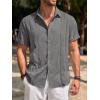 Runcati Mens Guayabera Shirts Short Sleeve Casual Cuban Linen Shirt Button Down Beach Summer Mexican Shirts(Dark Grey)