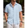 Runcati Mens Guayabera Shirts Short Sleeve Casual Cuban Linen Shirt Button Down Beach Summer Mexican Shirts(Light Blue)