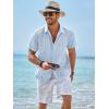 Runcati Mens Guayabera Shirts Short Sleeve Casual Cuban Linen Shirt Button Down Beach Summer Mexican Shirts(Light Blue)