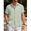Runcati Mens Guayabera Shirts Short Sleeve Casual Cuban Linen Shirt Button Down Beach Summer Mexican Shirts(Olive Green)