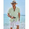 Runcati Mens Guayabera Shirts Short Sleeve Casual Cuban Linen Shirt Button Down Beach Summer Mexican Shirts(Olive Green)