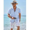 Runcati Mens Guayabera Shirts Short Sleeve Casual Cuban Linen Shirt Button Down Beach Summer Mexican Shirts(Sky Blue)
