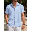 Runcati Mens Guayabera Shirts Short Sleeve Casual Cuban Linen Shirt Button Down Beach Summer Mexican Shirts(Sky Blue)