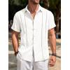 Runcati Mens Guayabera Shirts Short Sleeve Casual Cuban Linen Shirt Button Down Beach Summer Mexican Shirts(White)