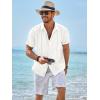 Runcati Mens Guayabera Shirts Short Sleeve Casual Cuban Linen Shirt Button Down Beach Summer Mexican Shirts(White)