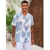 Runcati Mens Hawaiian Shirt Button Down Short Sleeve Tropical Floral Summer Beach Tops(White)