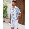 Runcati Mens Hawaiian Shirt Button Down Short Sleeve Tropical Floral Summer Beach Tops(White)