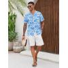 Runcati Men’s Hawaiian Shirts Button Down Short Sleeve Cuban Collar Shirt Floral Tropical Summer Beach Tops(Blue)