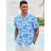 Runcati Men’s Hawaiian Shirts Button Down Short Sleeve Cuban Collar Shirt Floral Tropical Summer Beach Tops(Blue)