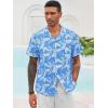 Runcati Men’s Hawaiian Shirts Button Down Short Sleeve Cuban Collar Shirt Floral Tropical Summer Beach Tops(Blue)