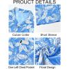 Runcati Men’s Hawaiian Shirts Button Down Short Sleeve Cuban Collar Shirt Floral Tropical Summer Beach Tops(Blue)