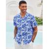 Runcati Men’s Hawaiian Shirts Button Down Short Sleeve Cuban Collar Shirt Floral Tropical Summer Beach Tops(Royal Blue)