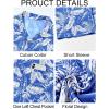 Runcati Men’s Hawaiian Shirts Button Down Short Sleeve Cuban Collar Shirt Floral Tropical Summer Beach Tops(Royal Blue)