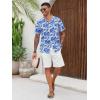 Runcati Men’s Hawaiian Shirts Button Down Short Sleeve Cuban Collar Shirt Floral Tropical Summer Beach Tops(Royal Blue)