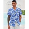 Runcati Men’s Hawaiian Shirts Button Down Short Sleeve Cuban Collar Shirt Floral Tropical Summer Beach Tops(Royal Blue)