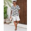 Runcati Men’s Hawaiian Shirts Button Down Short Sleeve Cuban Collar Shirt Floral Tropical Summer Beach Tops(White)