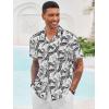 Runcati Men’s Hawaiian Shirts Button Down Short Sleeve Cuban Collar Shirt Floral Tropical Summer Beach Tops(White)