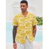 Runcati Men’s Hawaiian Shirts Button Down Short Sleeve Cuban Collar Shirt Floral Tropical Summer Beach Tops(Yellow)