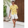 Runcati Men’s Hawaiian Shirts Button Down Short Sleeve Cuban Collar Shirt Floral Tropical Summer Beach Tops(Yellow)