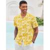 Runcati Men’s Hawaiian Shirts Button Down Short Sleeve Cuban Collar Shirt Floral Tropical Summer Beach Tops(Yellow)