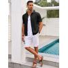 Runcati Mens Knit Button Down Shirt Casual Short Sleeve Cotton Polo Shirt Hollow Out Summer Beach Tops(Black)