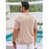 Runcati Mens Knit Button Down Shirt Casual Short Sleeve Cotton Polo Shirt Hollow Out Summer Beach Tops(Khaki)